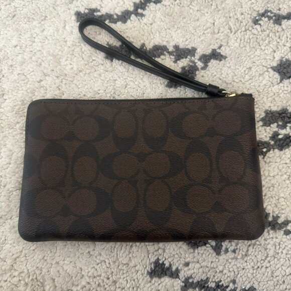 coach Large Corner Zip Wristlet In Signature Canvas 6648 - Picture 2 of 5